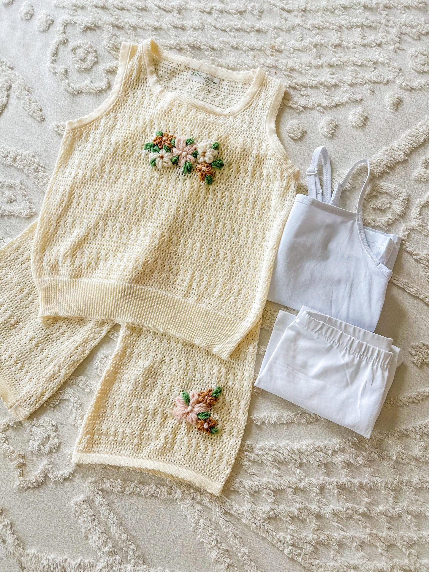 Embroidered Knit Leightweight Summer Set, Custom Girl gift