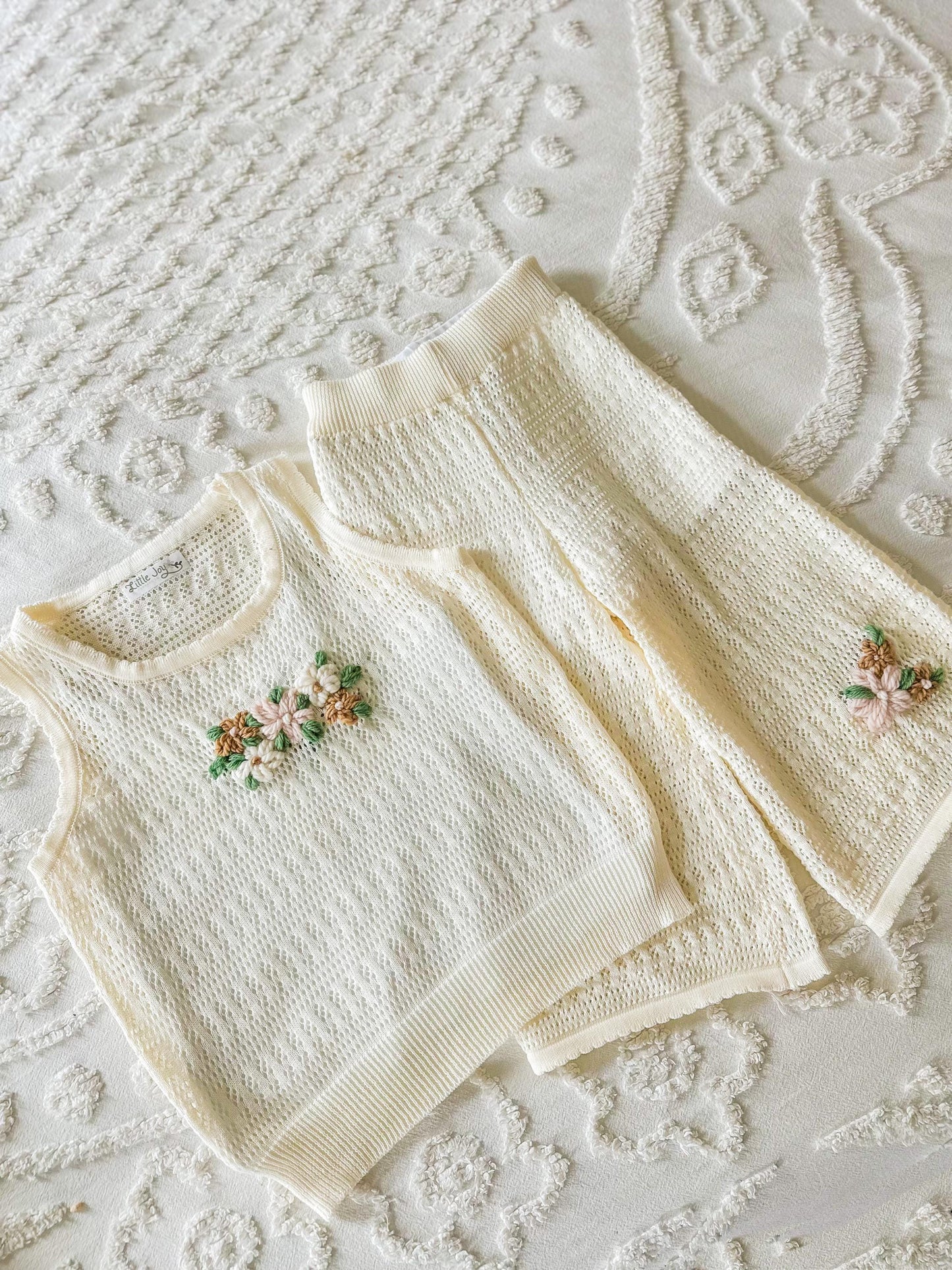 Embroidered Knit Leightweight Summer Set, Custom Girl gift