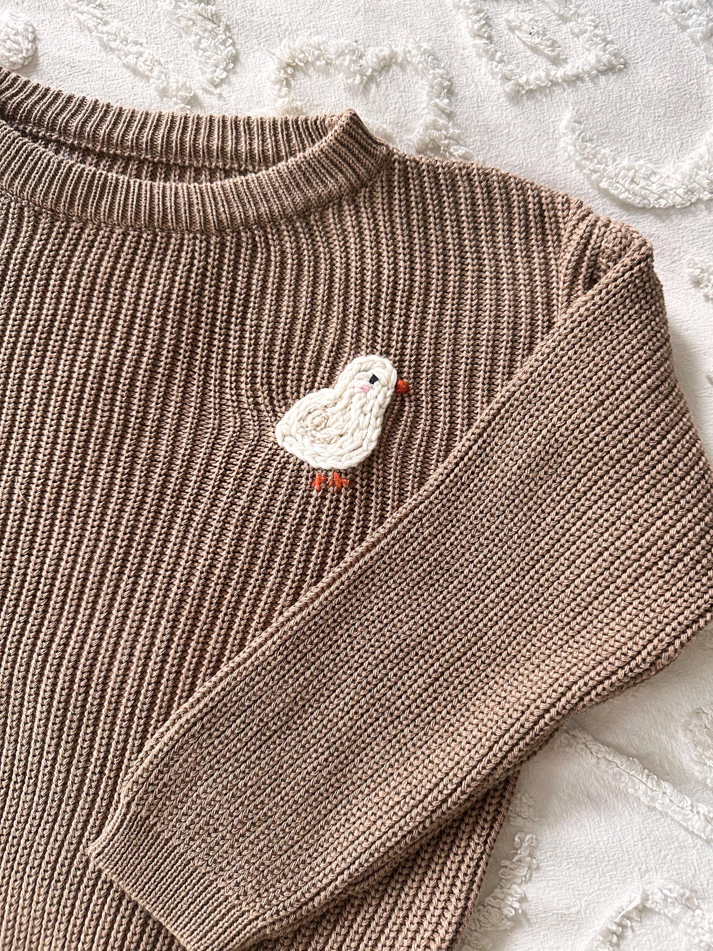Duck embroidered sweater- Large and Pocket Duck Heavy Knit