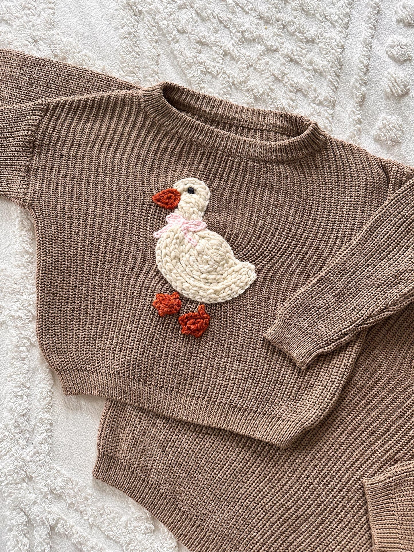 Duck embroidered sweater- Large and Pocket Duck Heavy Knit