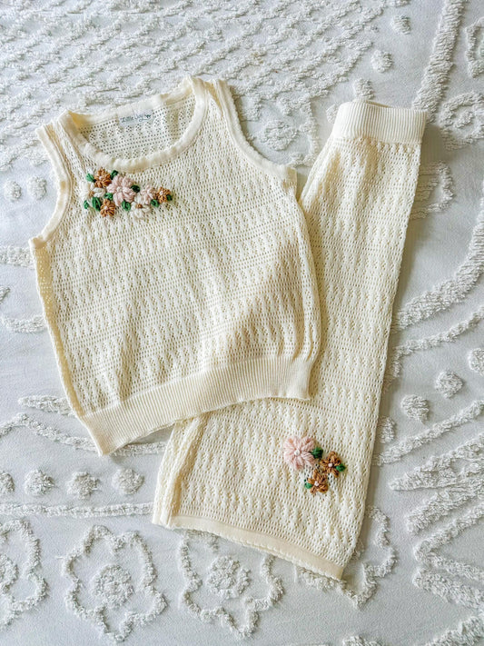Embroidered Knit Leightweight Summer Set, Custom Girl gift