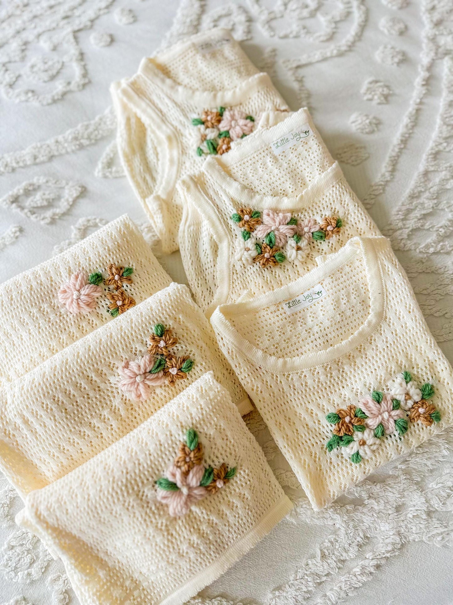 Embroidered Knit Leightweight Summer Set, Custom Girl gift