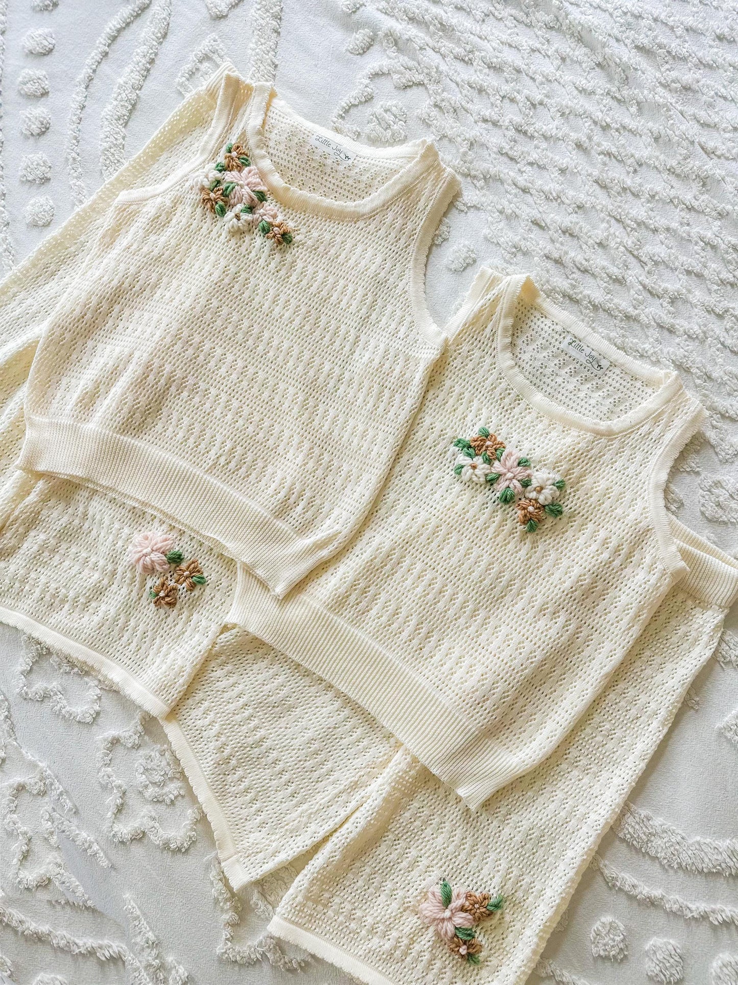 Embroidered Knit Leightweight Summer Set, Custom Girl gift