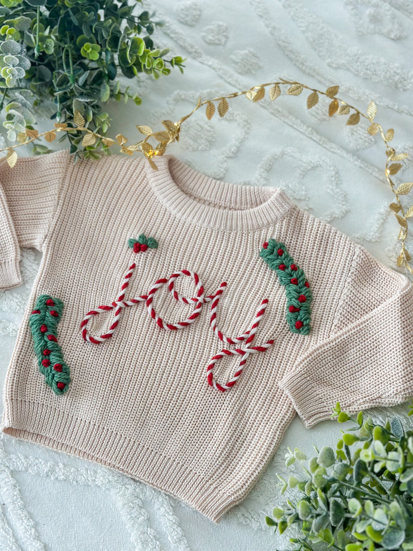 Candy Cane Name/Joy Sweater - Customizable Holiday Knit