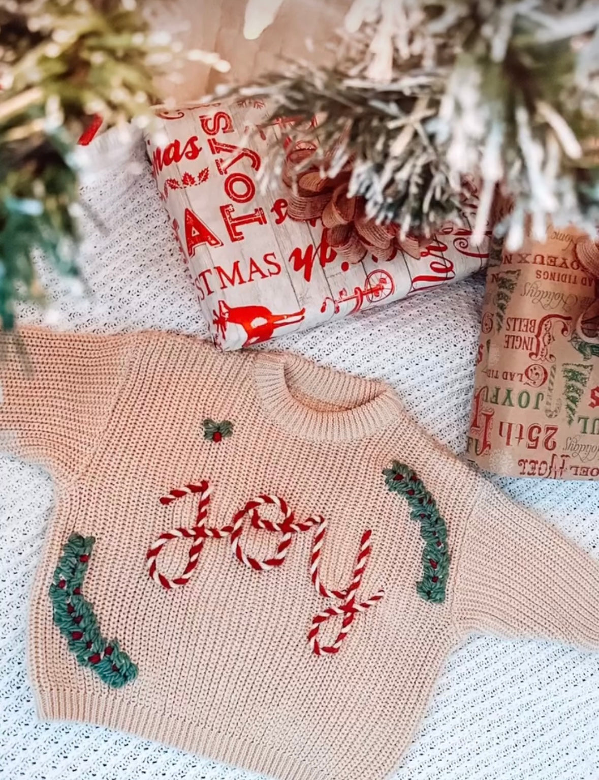 Candy Cane Name/Joy Sweater - Customizable Holiday Knit