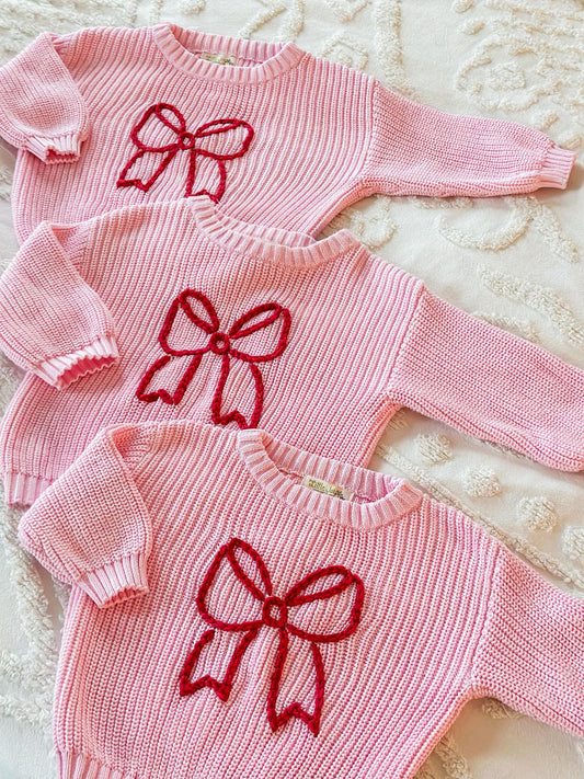 Bow Sweater, baby, toddler and kid chunky knit