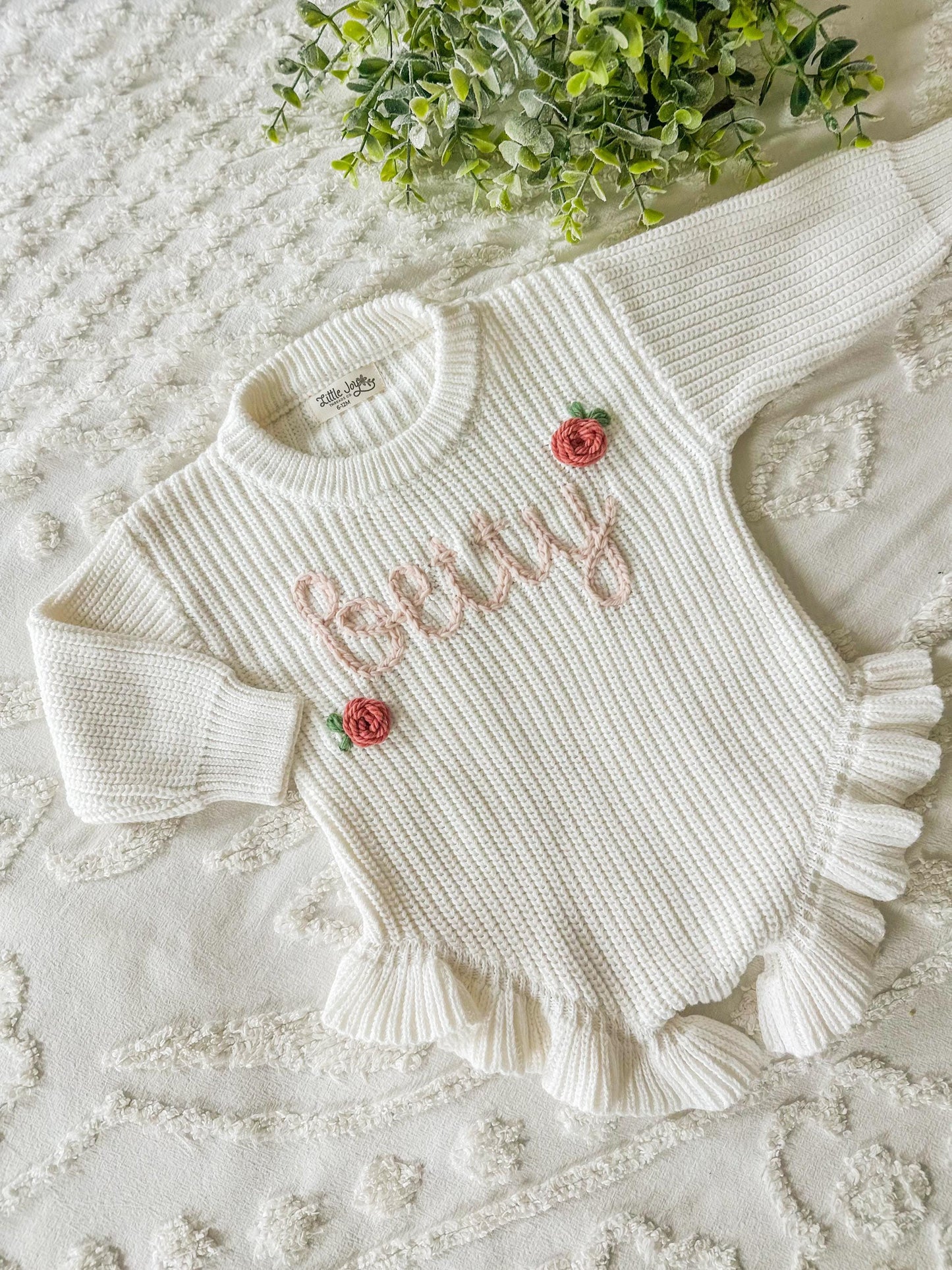 BLANKS Ruffle Knit Baby Onesie, Custom Baby Girl Knit Romper