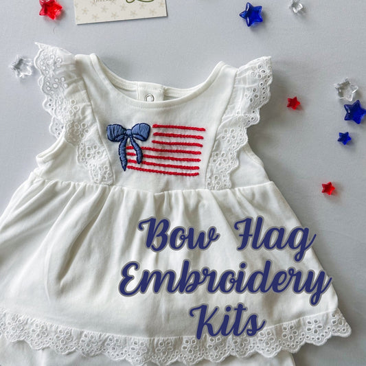 EMBROIDERY KIT American Bow Flag - Tutorial and DIY embroidery kit - hand embroidery pattern & blueprint