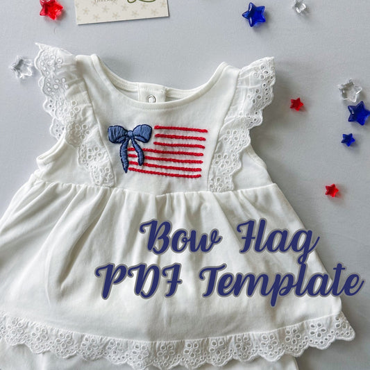 DIGITAL DOWNLOAD American Bow Flag Embroidery Template & Tutorial - DIY embroidery - Embroidery Tutorial