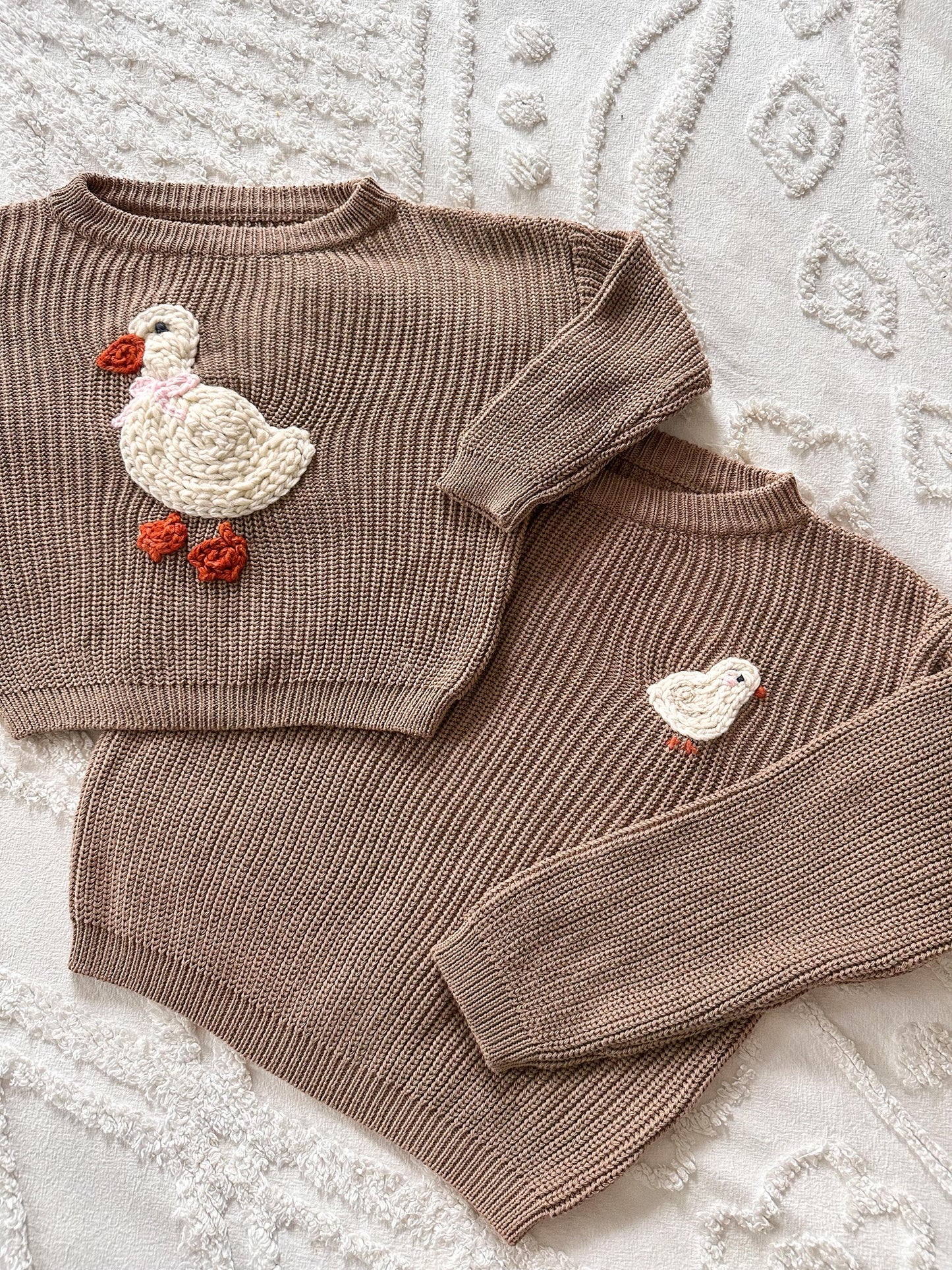 Duck embroidered sweater- Large and Pocket Duck Heavy Knit