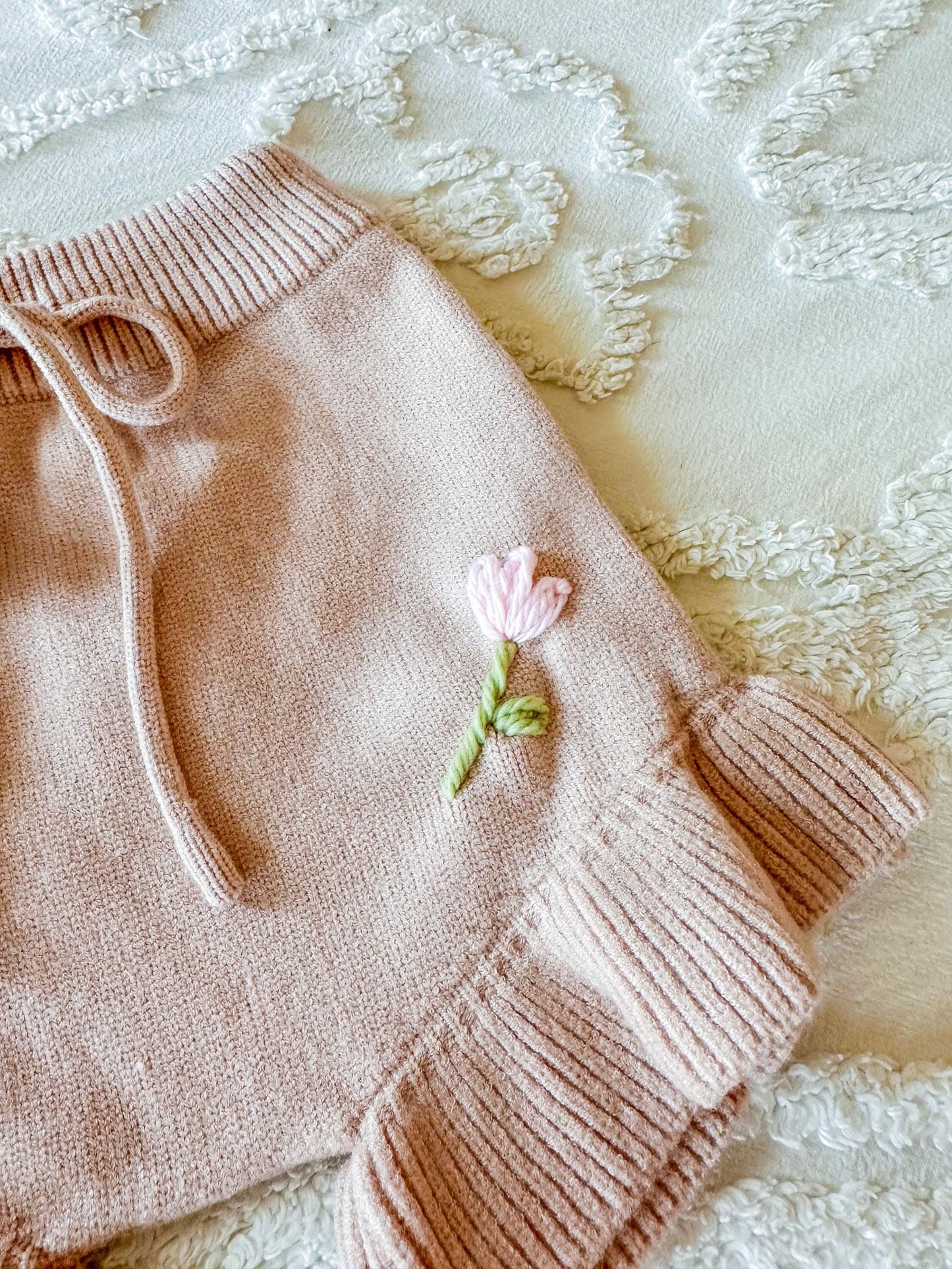 Summer Floral Embroidered Sets - Tank and Shorts set - baby, toddler knit