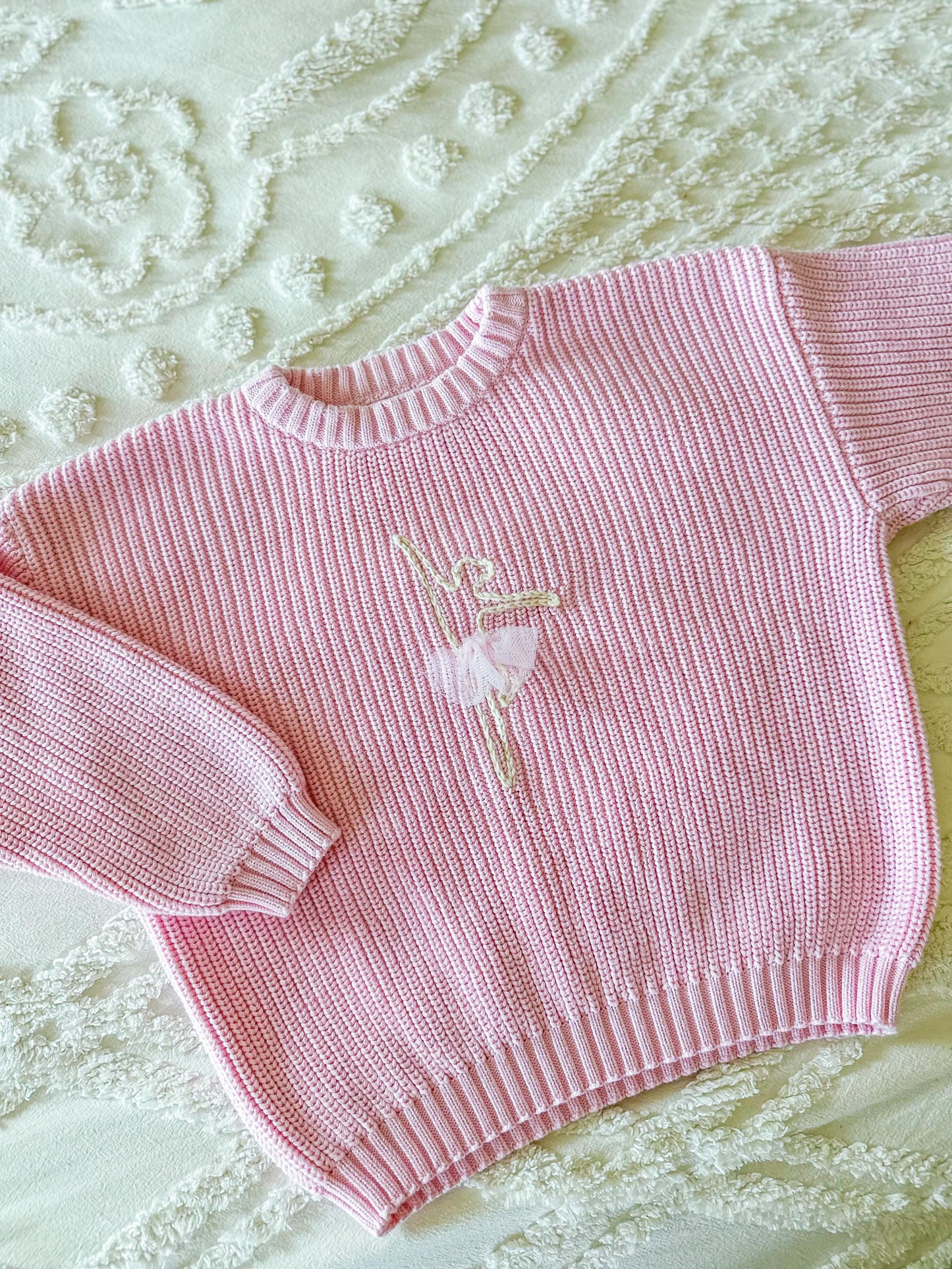 Embroidered Pink Ballerina Sweater, Ballet Sweater baby and toddler Sweater