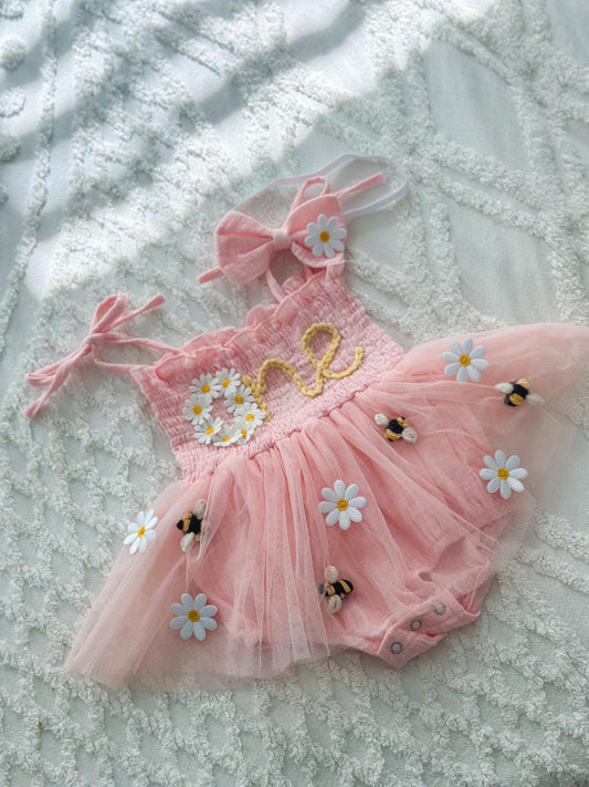Hand Embroidered Personalized Tutu, birthday theme outfit baby special occasion outfit