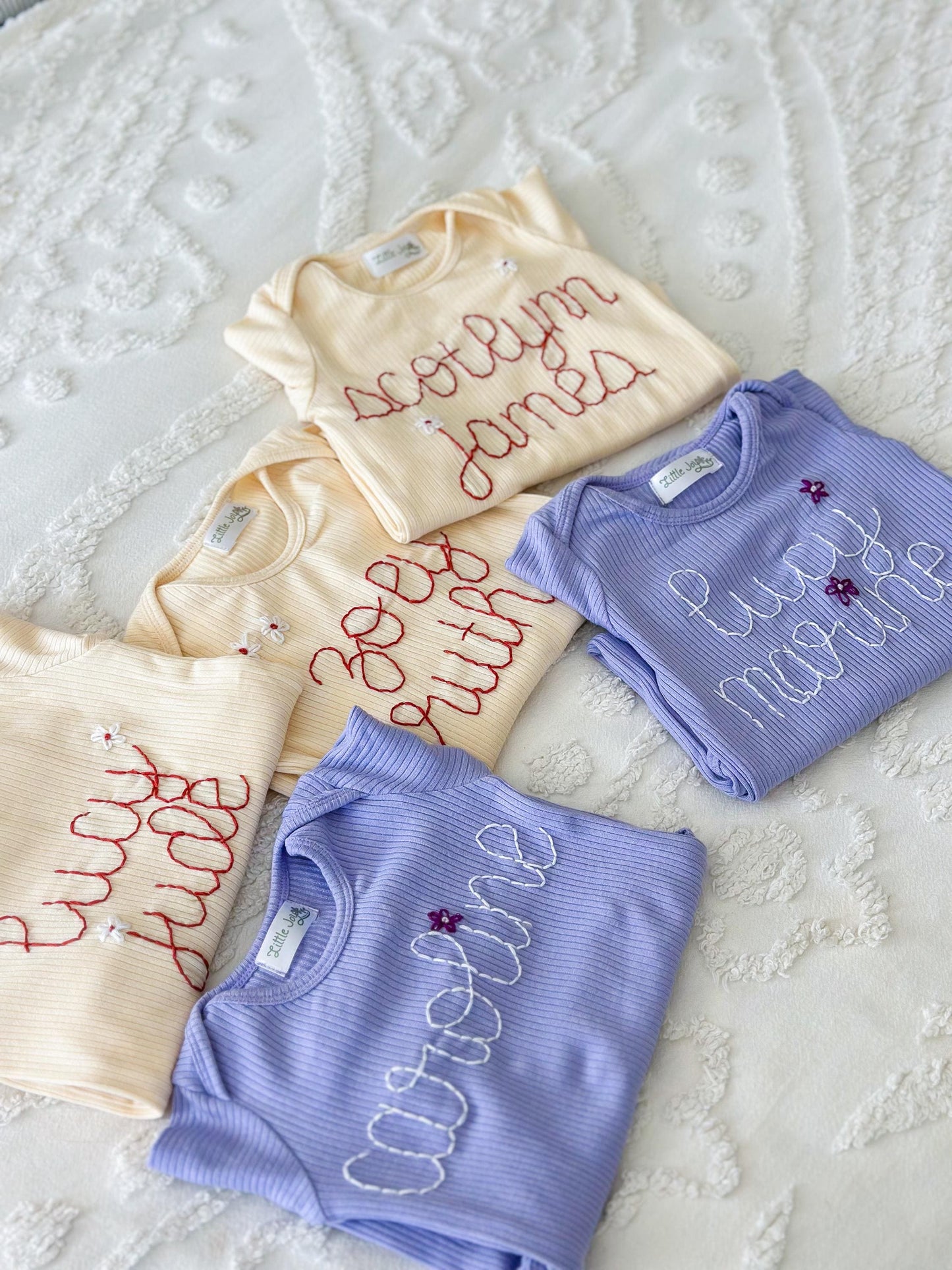 Baby Knotted Gown - Embroidered Birth Announcement