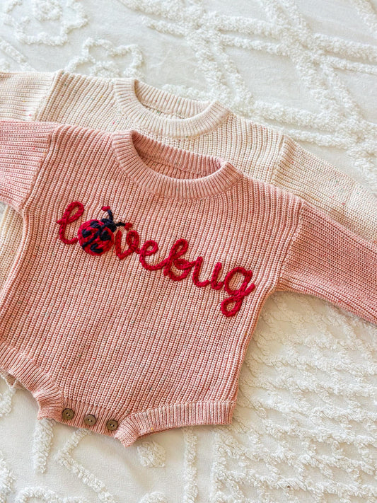 Lovebug baby sweater romper - baby  and toddler chunky knit romper