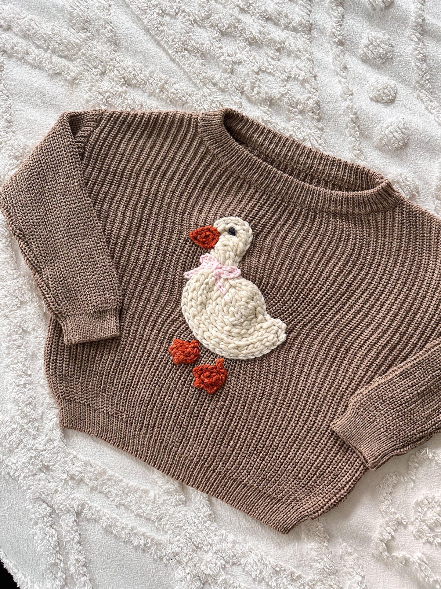 Duck embroidered sweater- Large and Pocket Duck Heavy Knit