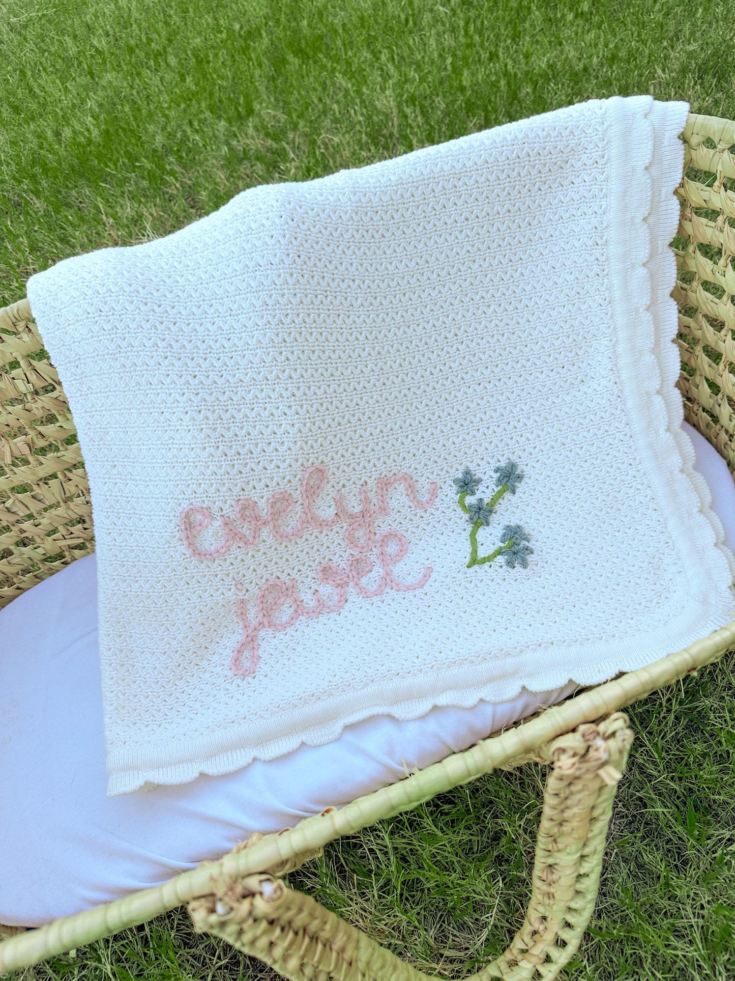 Baby embroidered blanket,  Personalized knit blanket for baby gifts