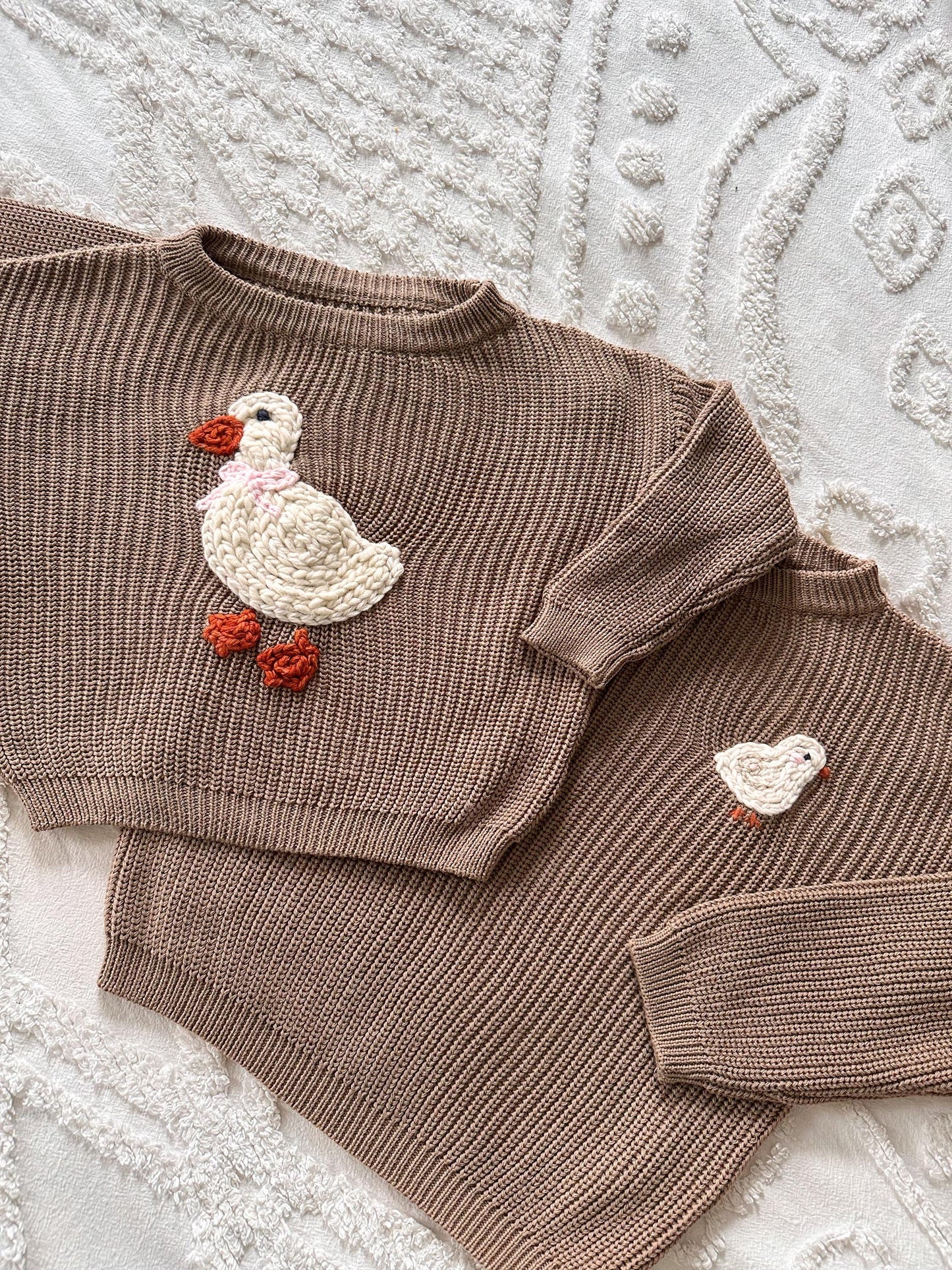 Duck embroidered sweater- Large and Pocket Duck Heavy Knit