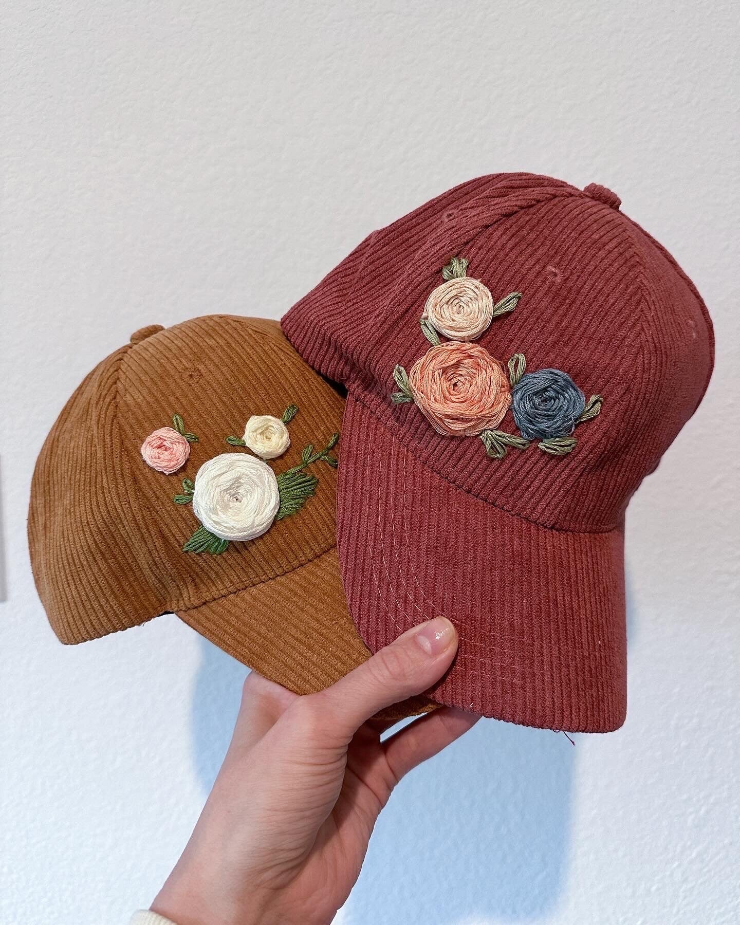 Embroidered women’s hat - hand embroidered - girls hat - corduroy hat