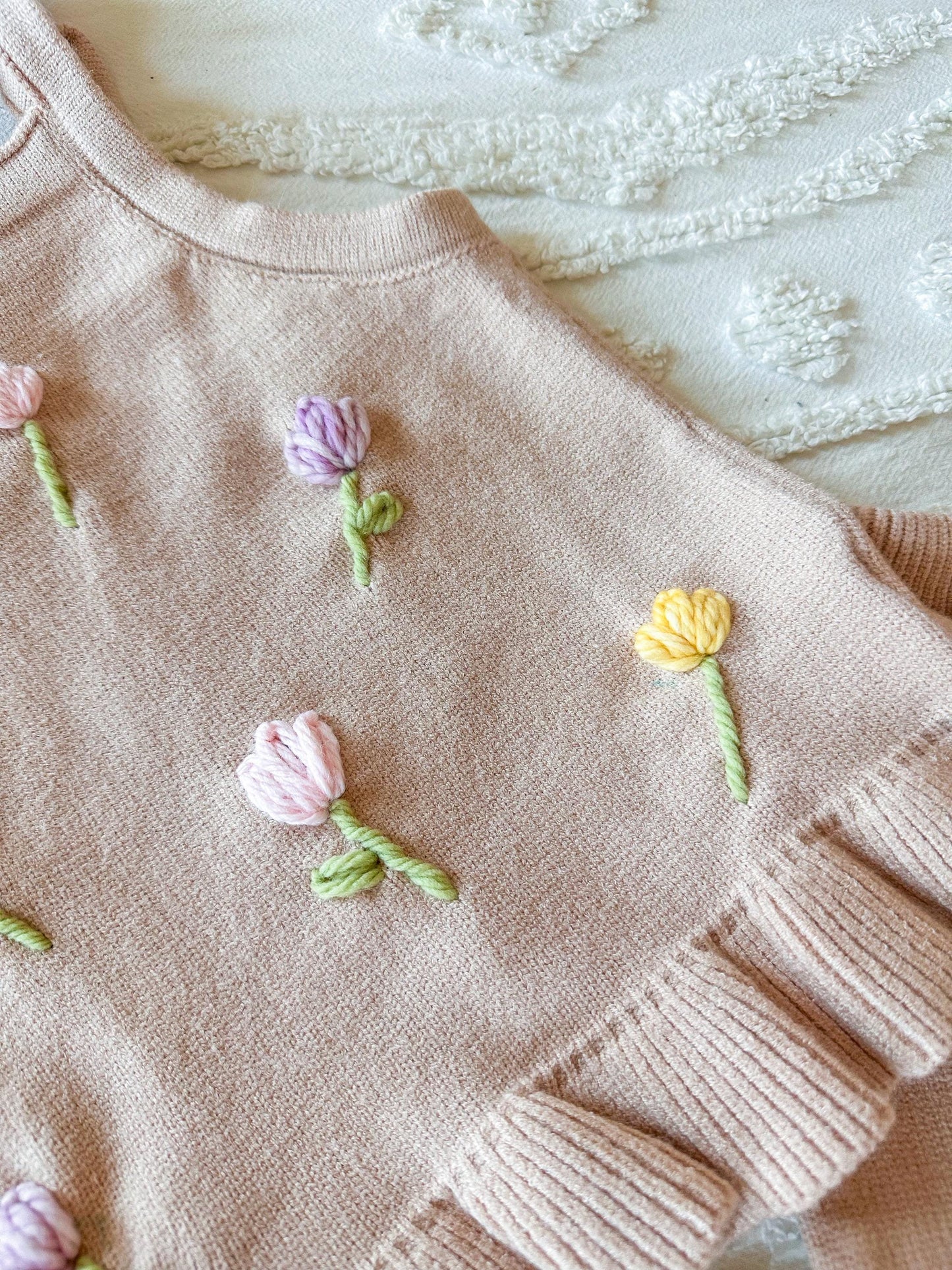 Summer Floral Embroidered Sets - Tank and Shorts set - baby, toddler knit