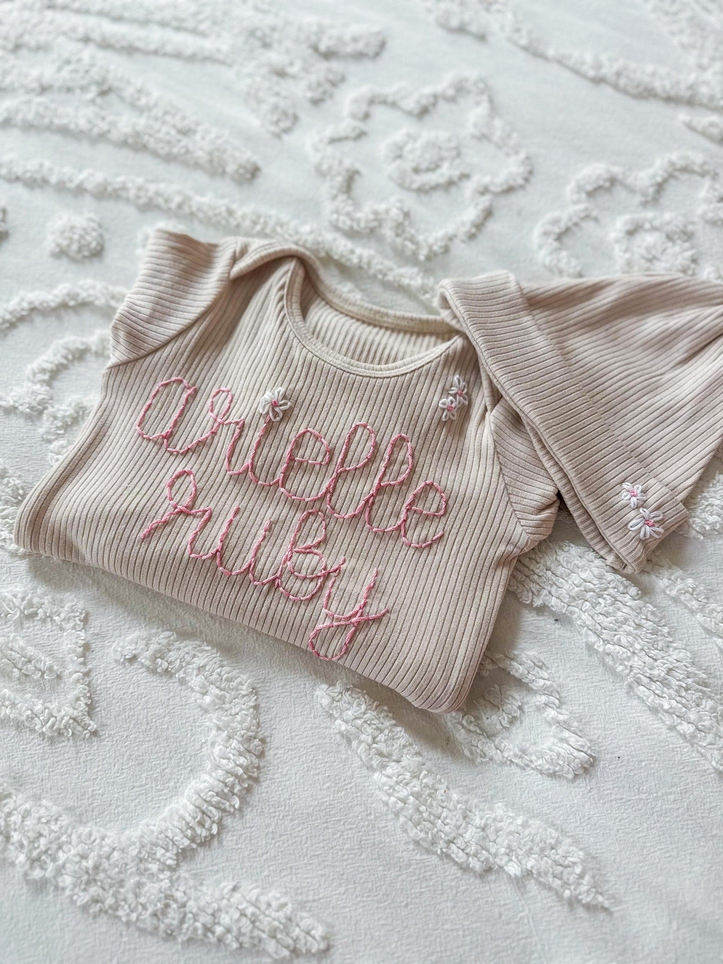 Baby Knotted Gown - Embroidered Birth Announcement