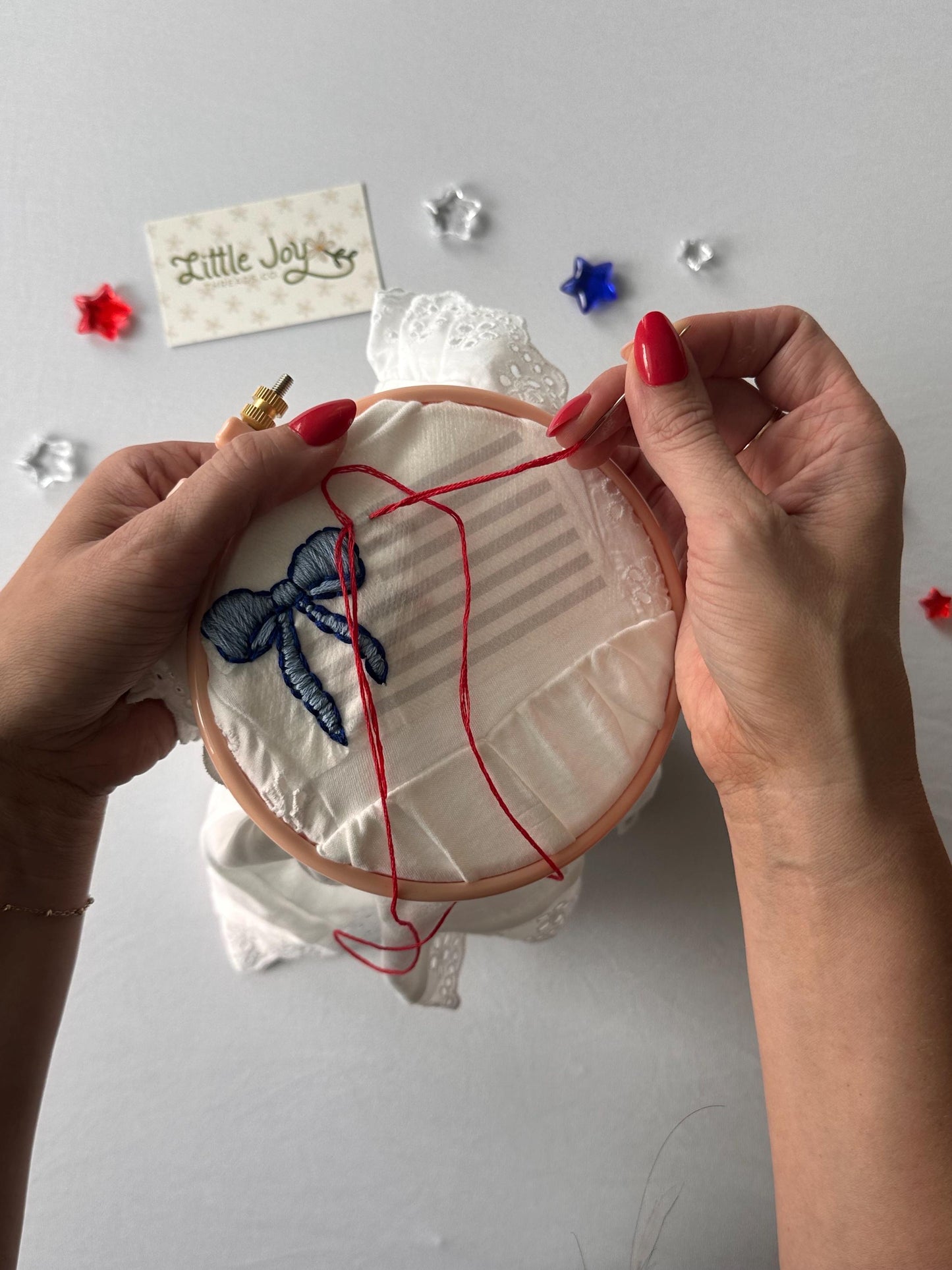DIGITAL DOWNLOAD American Bow Flag Embroidery Template & Tutorial - DIY embroidery - Embroidery Tutorial