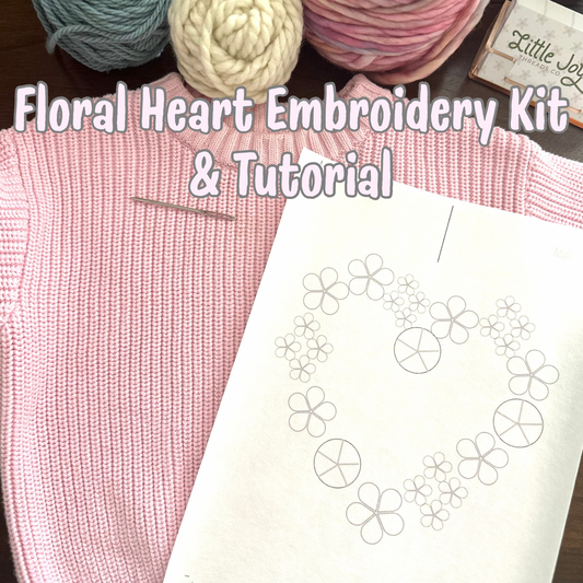 Embroidery DIY Floral Heart Kit with Full Stitch Tutorial