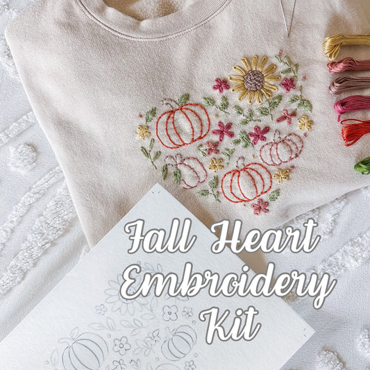 Embroidery Kit Fall Heart Design - DIY Embroidery