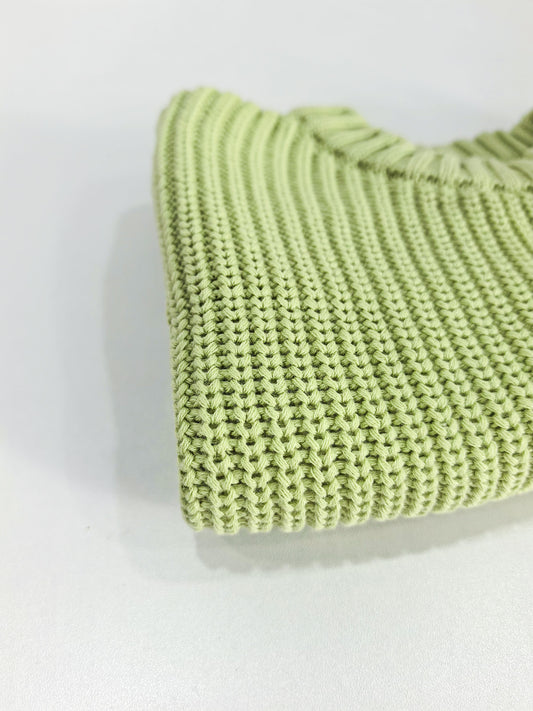 Custom Green Hand Embroidered Heavy Knit Sweater - Toddler and Baby Knit Sweater - Girl Sweater