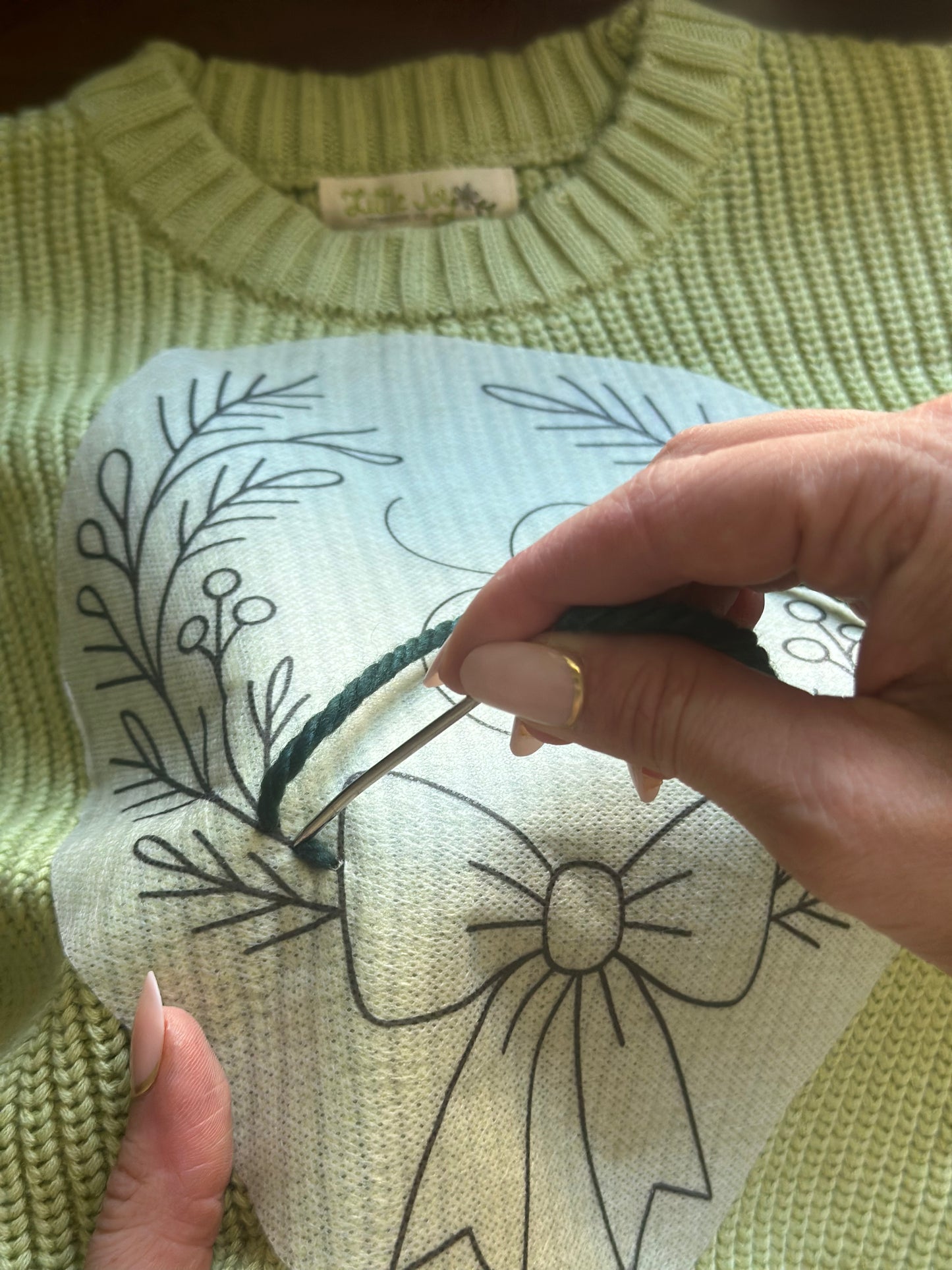 PDF Download - Holiday Wreath Hand Embroidery Template & Tutorial for knits and more