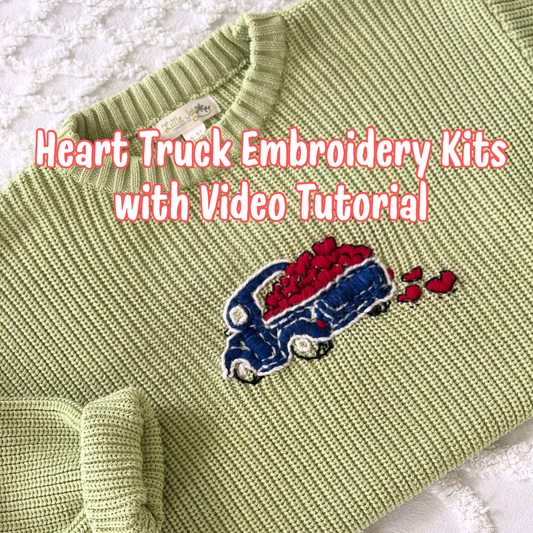 Embroidery DIY Heart Truck Kit with Video Tutorial