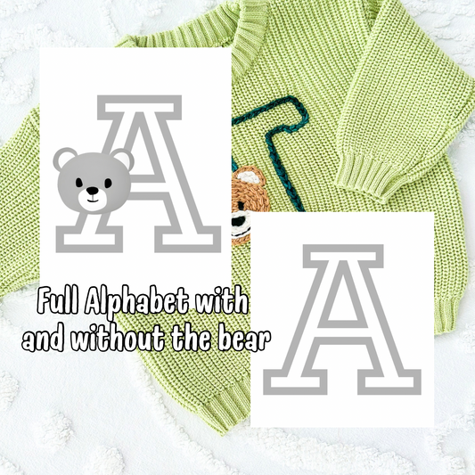Bear & Varsity Letter Alphabet PDF Template & Video Tutorial