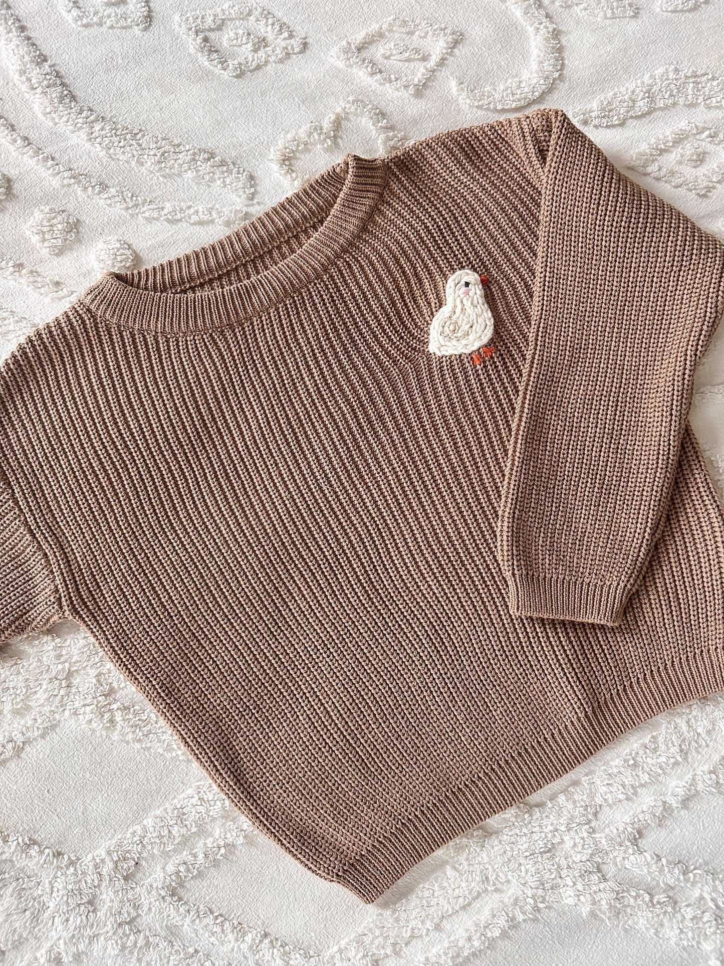 Duck embroidered sweater- Large and Pocket Duck Heavy Knit