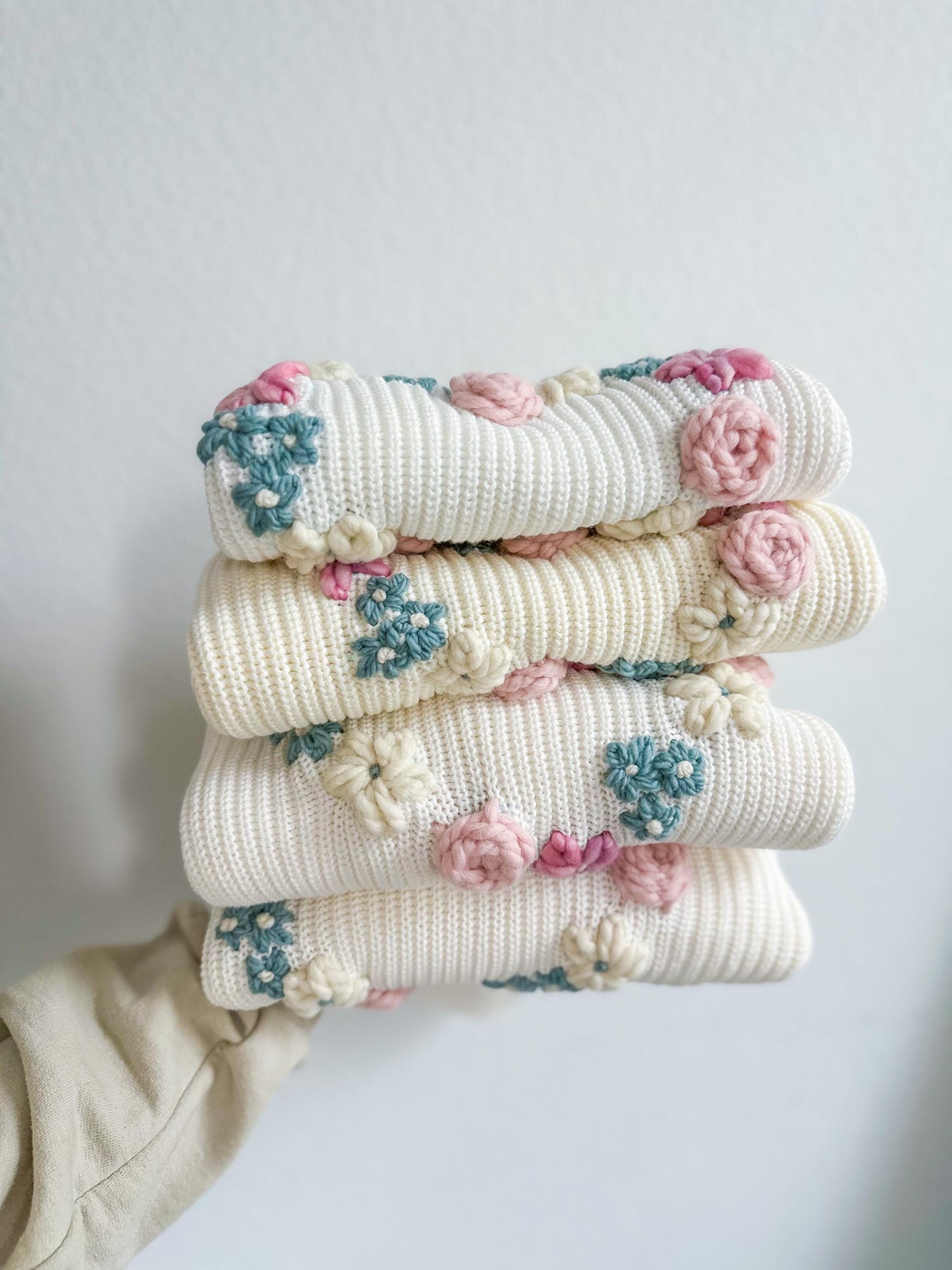 Floral hearts sweater, mama and mini matching sweaters, baby, toddler and kid chunky knit