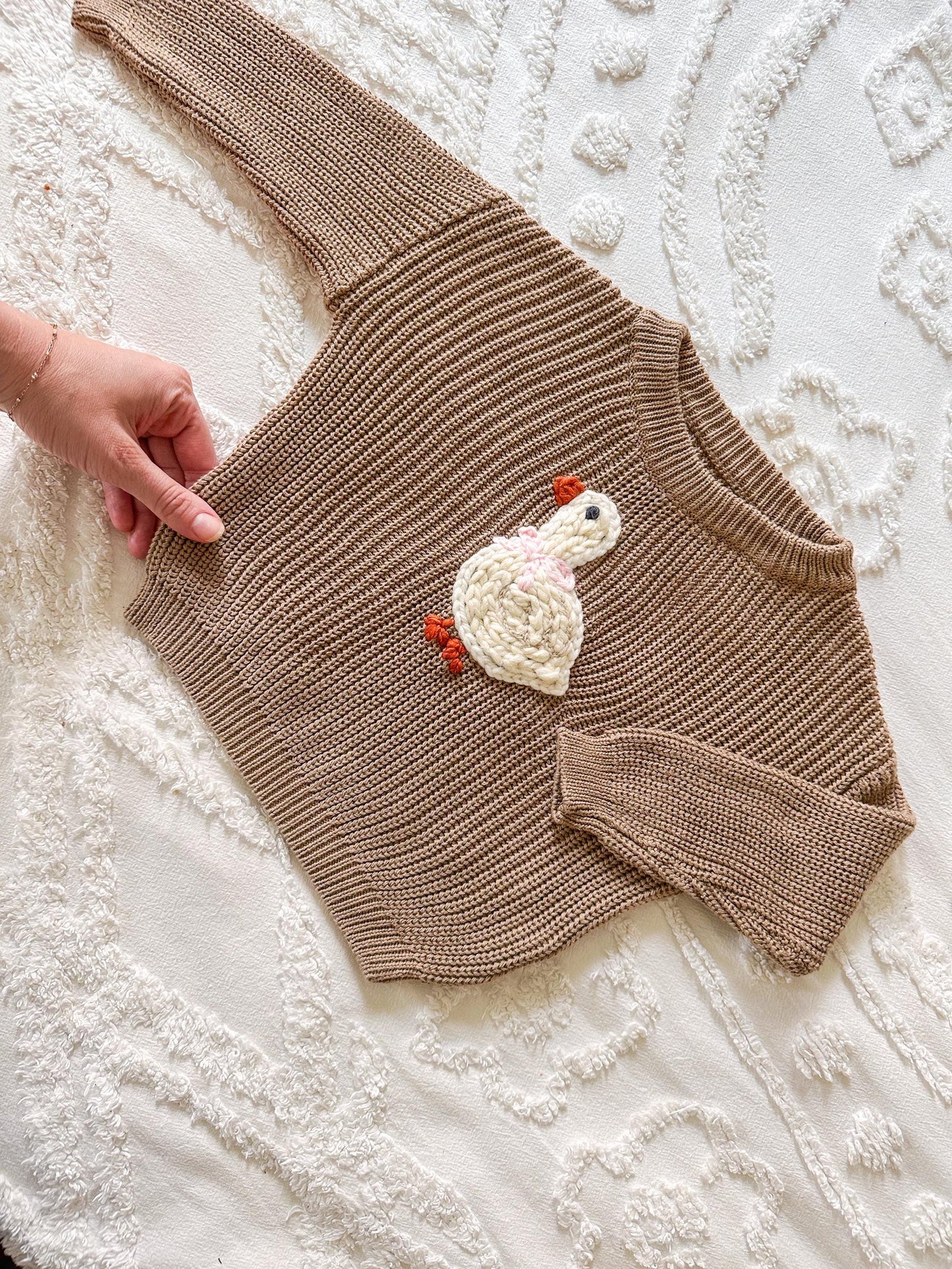 Duck embroidered sweater- Large and Pocket Duck Heavy Knit