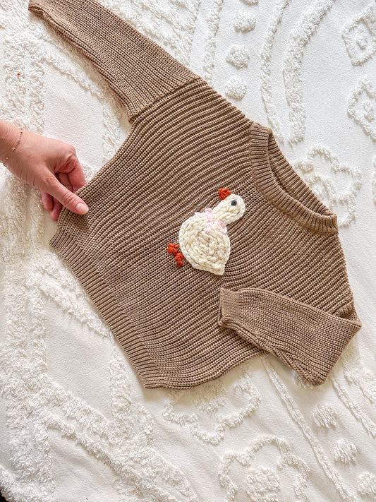 Duck embroidered sweater- Large and Pocket Duck Heavy Knit