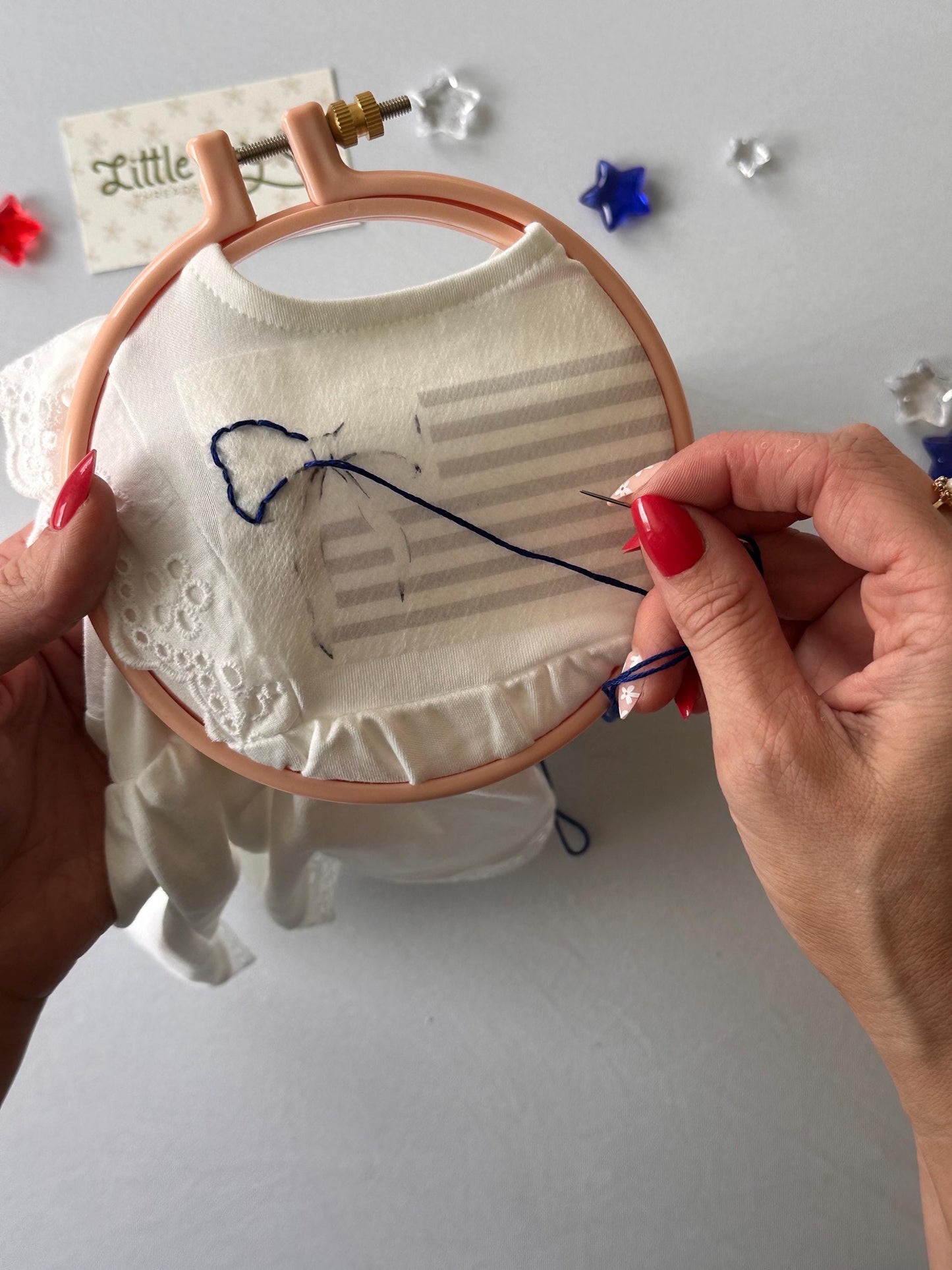 EMBROIDERY KIT American Bow Flag - Tutorial and DIY embroidery kit - hand embroidery pattern & blueprint