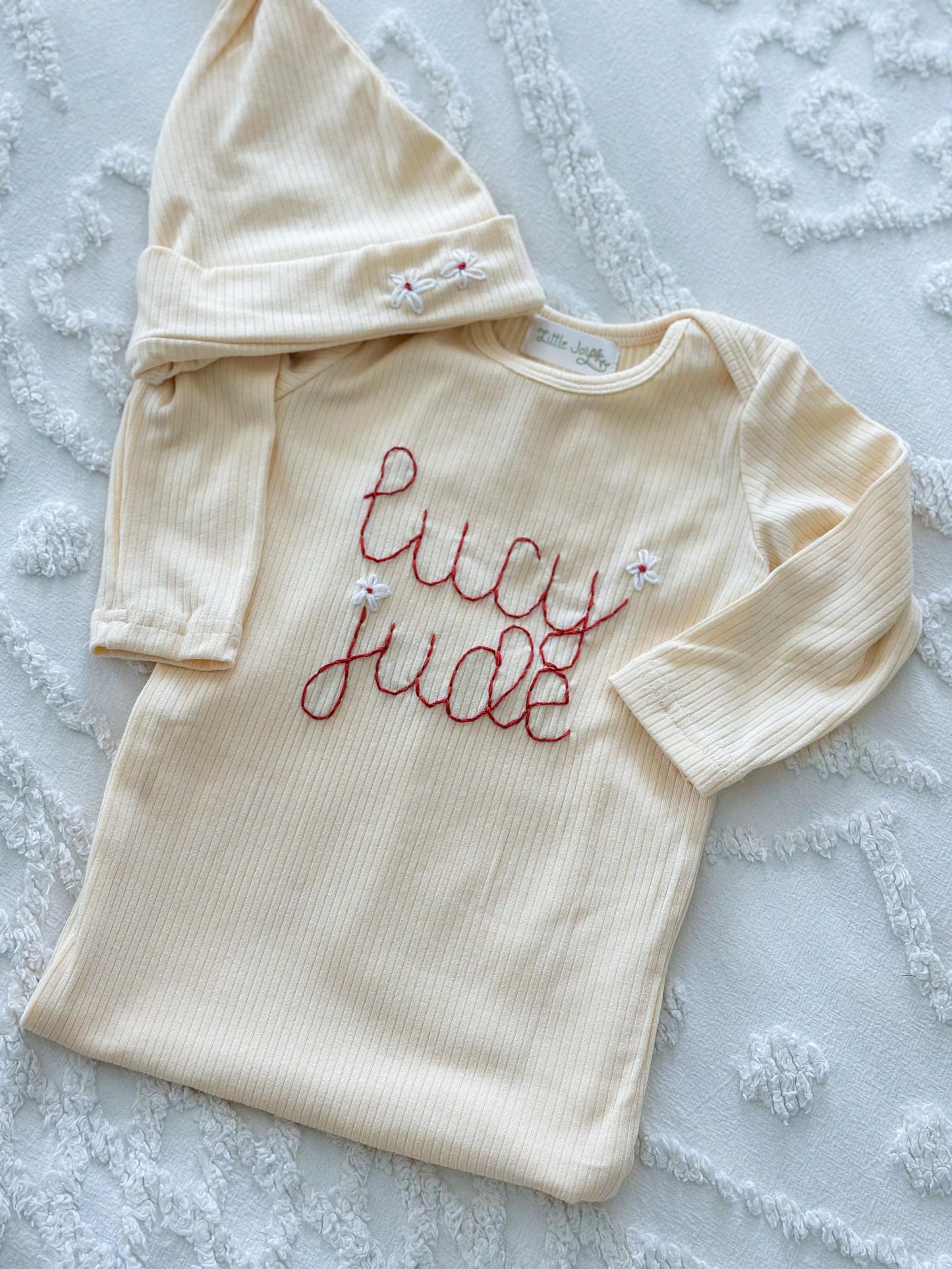 Baby Knotted Gown - Embroidered Baby Gift