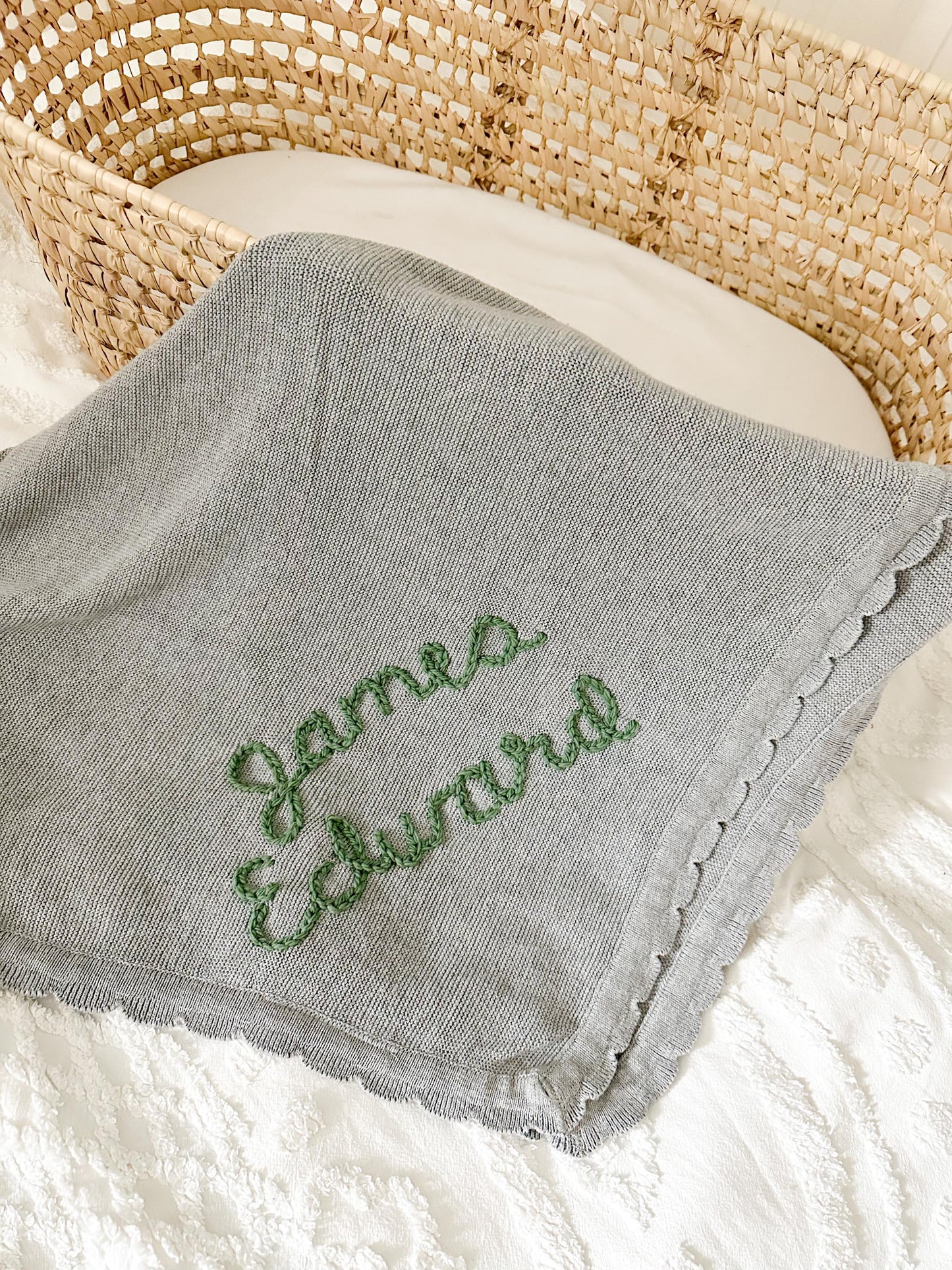 Baby embroidered blanket,  Personalized knit blanket for baby gifts