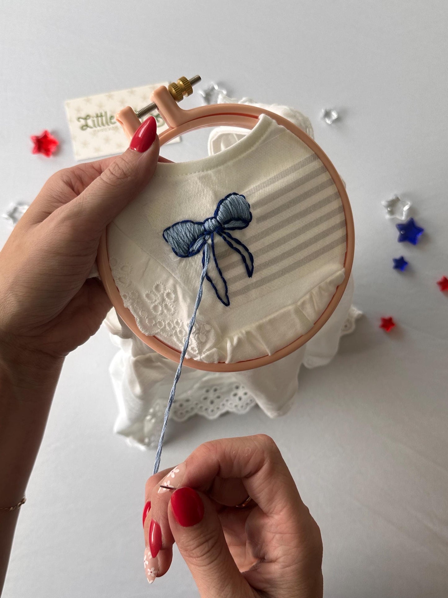DIGITAL DOWNLOAD American Bow Flag Embroidery Template & Tutorial - DIY embroidery - Embroidery Tutorial