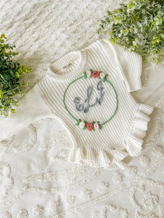 BLANKS Ruffle Knit Baby Onesie, Custom Baby Girl Knit Romper